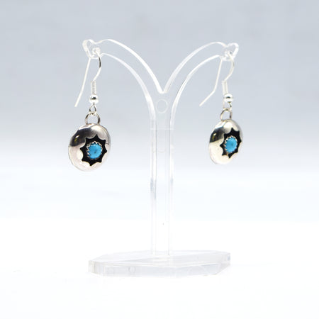 Zuni Hanging Turquoise Earrings – Sterling Silver
