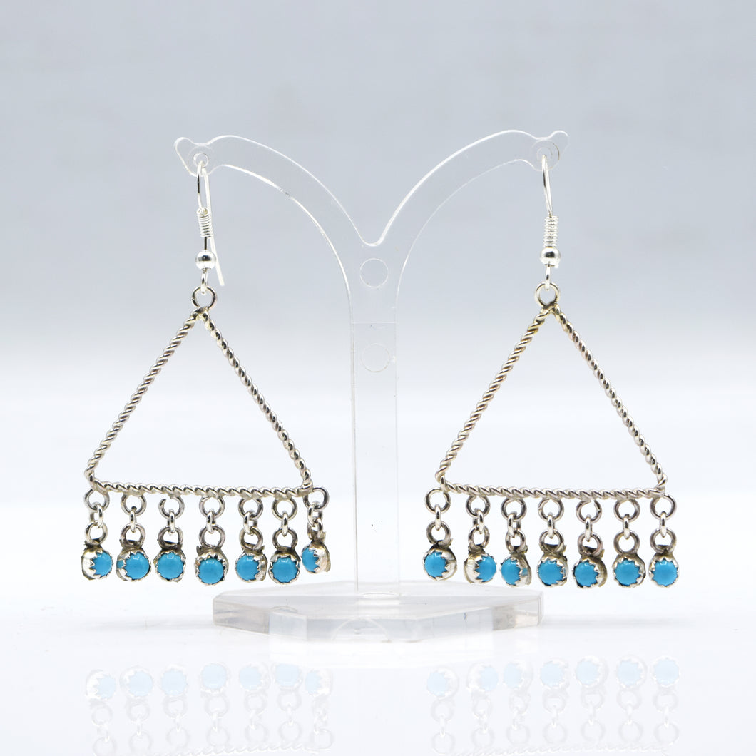 Zuni Hanging Turquoise Earrings – Sterling Silver