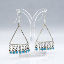 Load image into Gallery viewer, Zuni Hanging Turquoise Earrings – Sterling Silver
