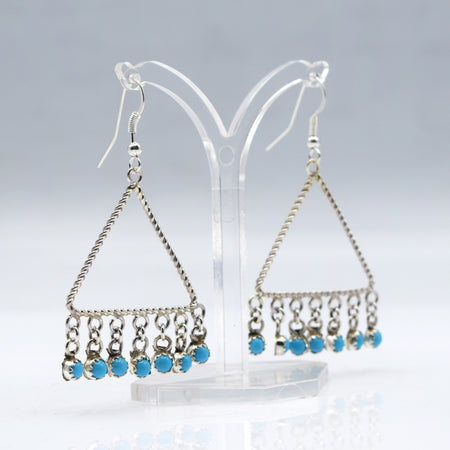 Zuni Hanging Turquoise Earrings – Sterling Silver