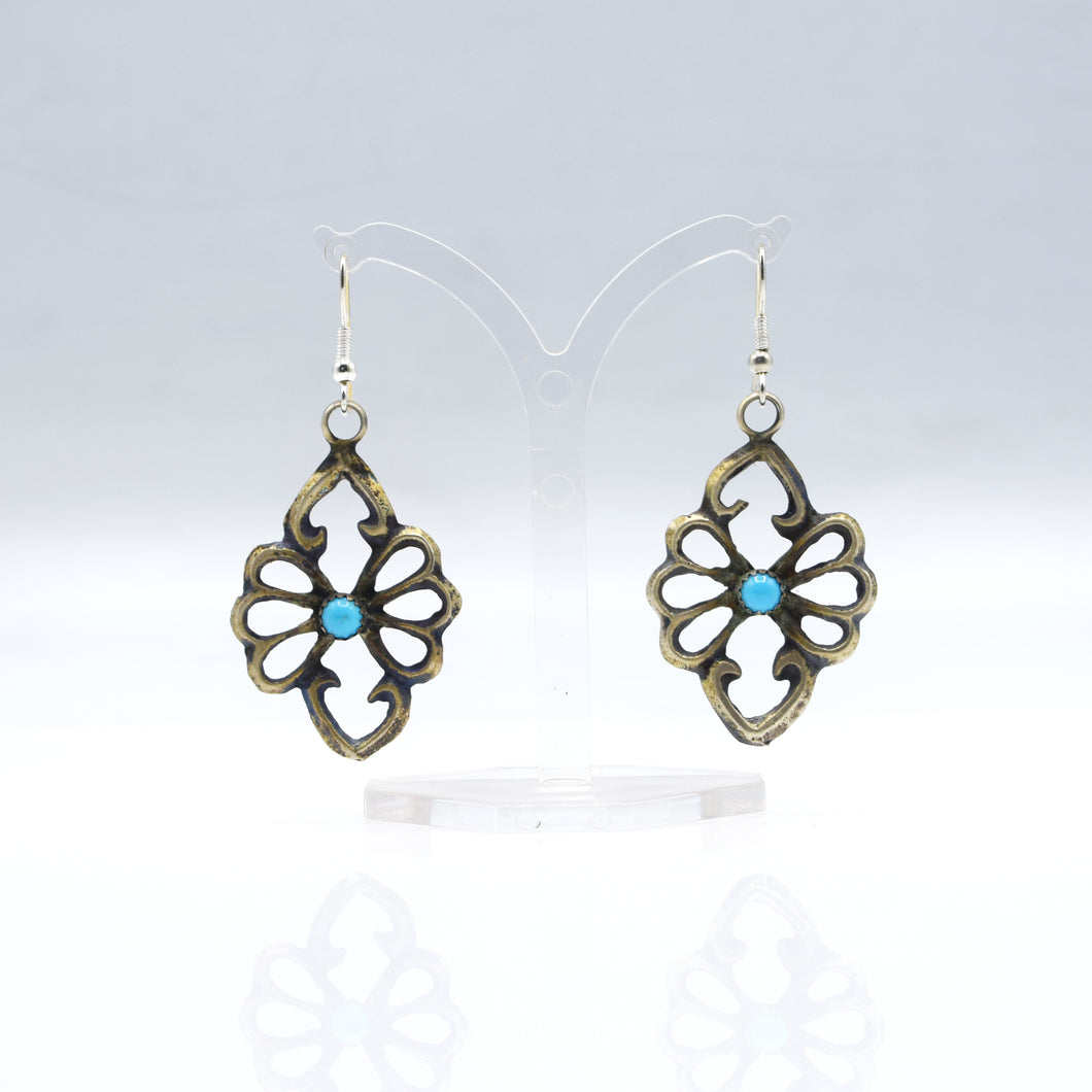 Navajo Turquoise Earrings Sterling Silver