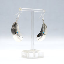 Load image into Gallery viewer, Zuni Feather Earrings with Turquoise – Sterling Silver
