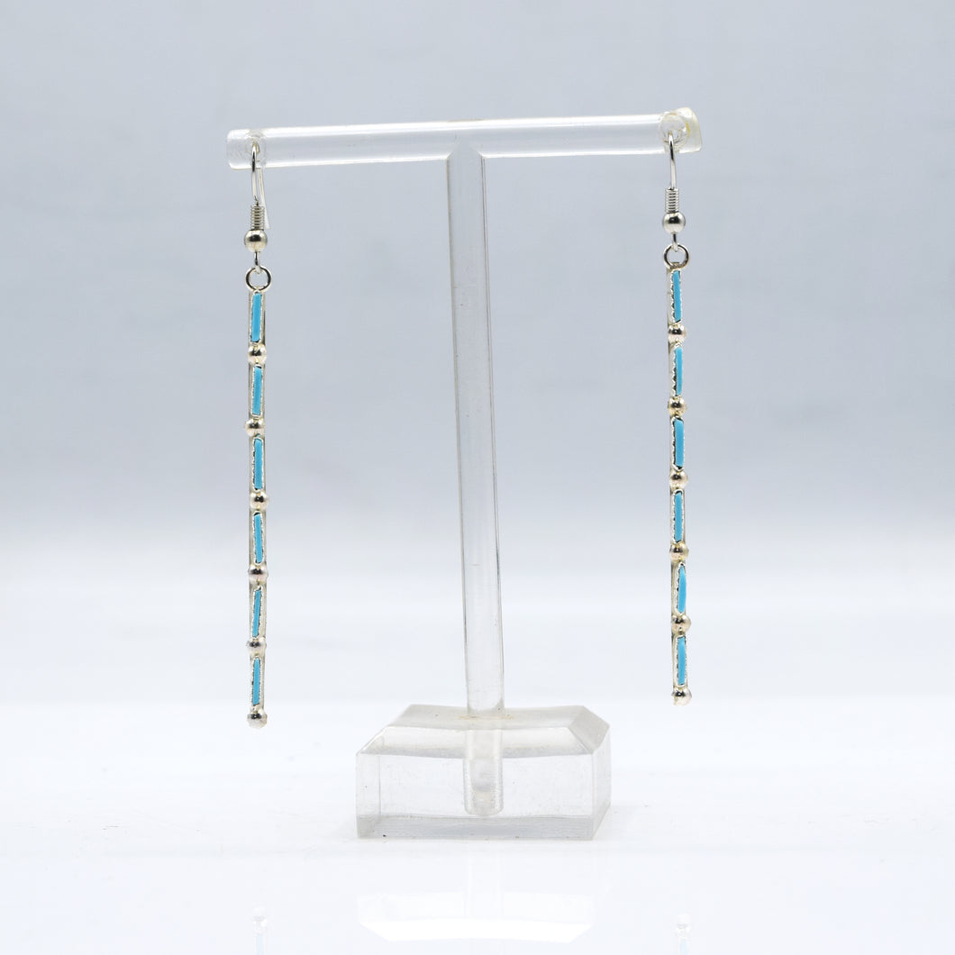 Zuni Hanging Multi-Stone Turquoise Earrings – Sterling Silver