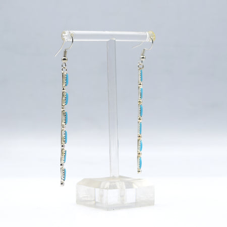 Zuni Hanging Multi-Stone Turquoise Earrings – Sterling Silver