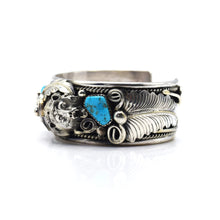 Load image into Gallery viewer, Navajo 925 Silver Bear Claw Bracelet with Turquoise and Coral
