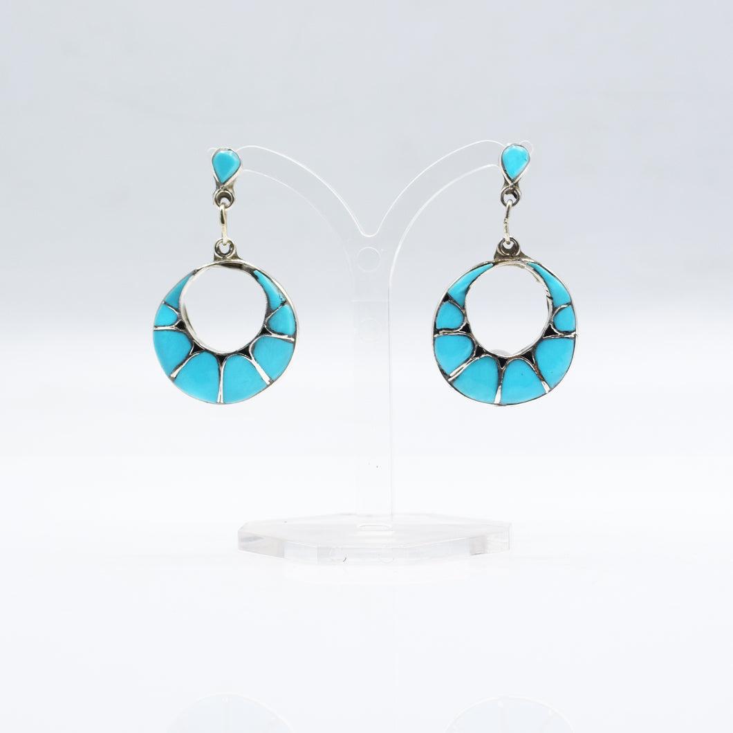 Zuni Turquoise Earrings Sterling Silver
