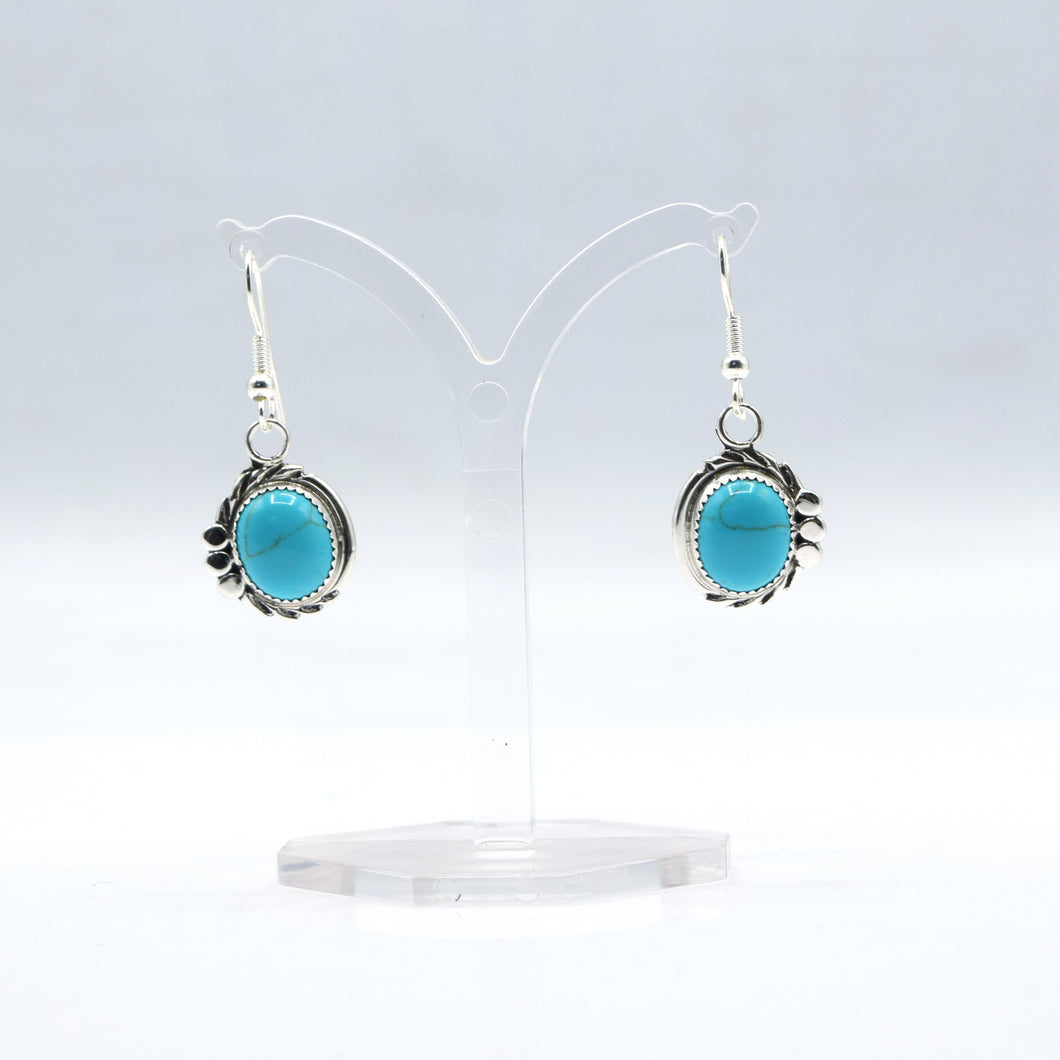Zuni Hanging Turquoise Earrings – Sterling Silver