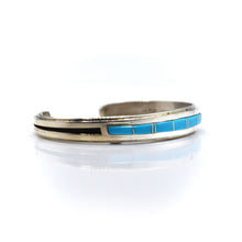 Load image into Gallery viewer, Zuni Turquoise Channeled inlay 925 Silver bracelet
