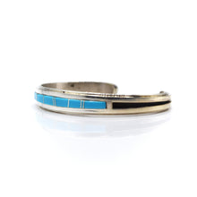 Load image into Gallery viewer, Zuni Turquoise Channeled inlay 925 Silver bracelet

