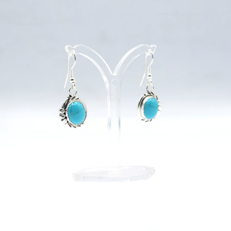 Zuni Hanging Turquoise Earrings – Sterling Silver