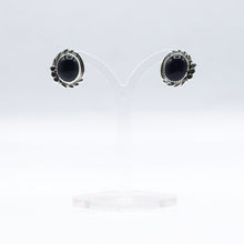 Load image into Gallery viewer, Navajo Turquoise \ Onyx Earrings Sterling Silver
