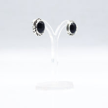Load image into Gallery viewer, Navajo Turquoise \ Onyx Earrings Sterling Silver
