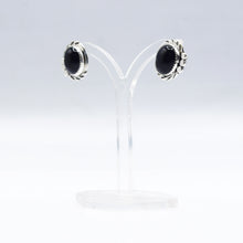 Load image into Gallery viewer, Navajo Turquoise \ Onyx Earrings Sterling Silver
