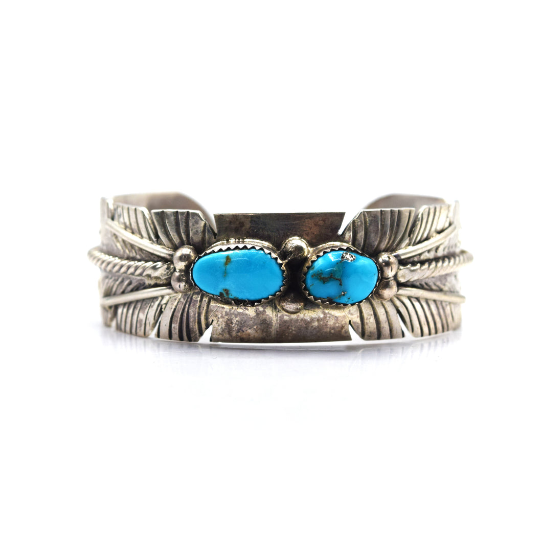 Navajo Multistone turquoise Overlay Sterling Silver bracelet