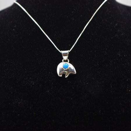 Zuni Bear turquoise Necklace in Sterling Silver