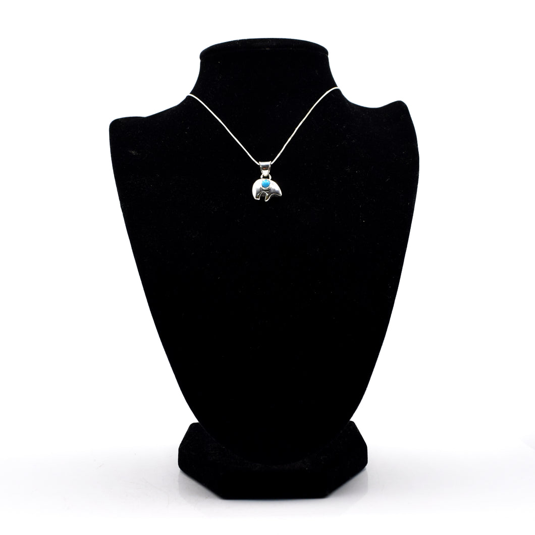 Zuni Bear turquoise Necklace in Sterling Silver