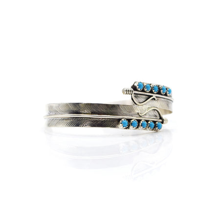 Navajo 925 Silver Multi Stone Turquoise Feather Bracelet