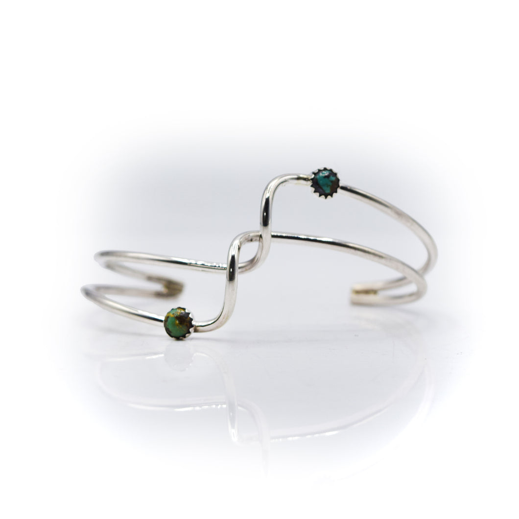 Navajo 925 Silver Multi Stone Turquoise Feather Bracelet