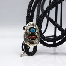 Load image into Gallery viewer, Navajo Turquoise and Coral Bolo Tie
