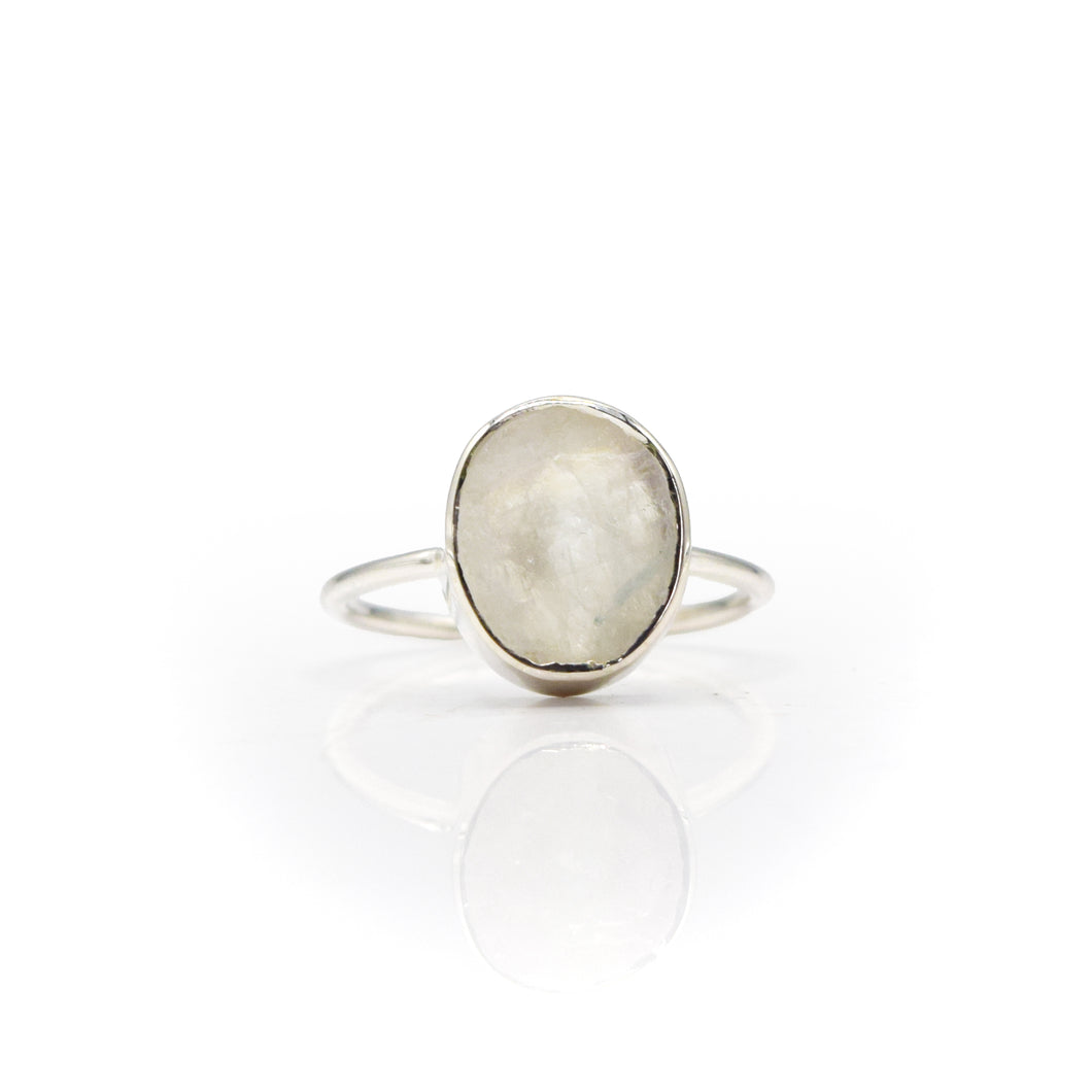 Rainbow Moonstone Ring 925 Silver
