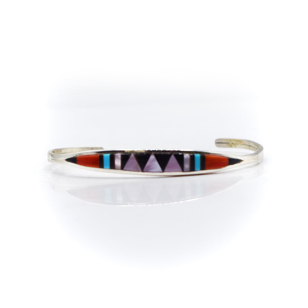 Zuni channeled inlay 925 Silver bracelet