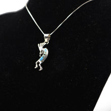 Load image into Gallery viewer, Zuni Kokopelli Pendant – Sterling Silver with Channeled Inlay
