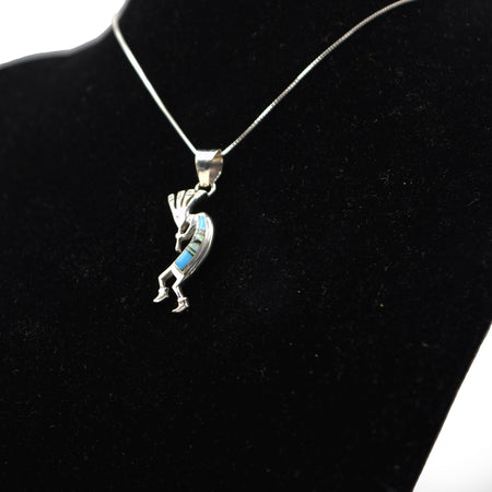 Zuni Kokopelli Pendant – Sterling Silver with Channeled Inlay