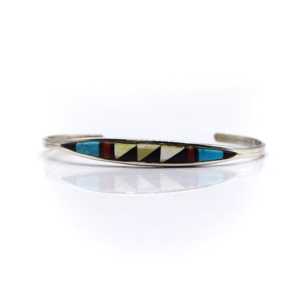 Zuni channeled inlay 925 Silver bracelet
