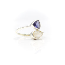 Load image into Gallery viewer, Moonstone and Tanzanite ring in 925 Silver
