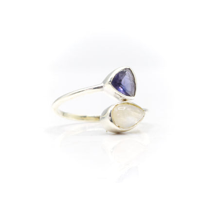 Moonstone and Tanzanite ring in 925 Silver