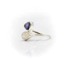 Load image into Gallery viewer, Moonstone and Tanzanite ring in 925 Silver
