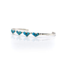 Load image into Gallery viewer, Navajo 925 Silver Multi Stone Turquoise Hearts Bracelet
