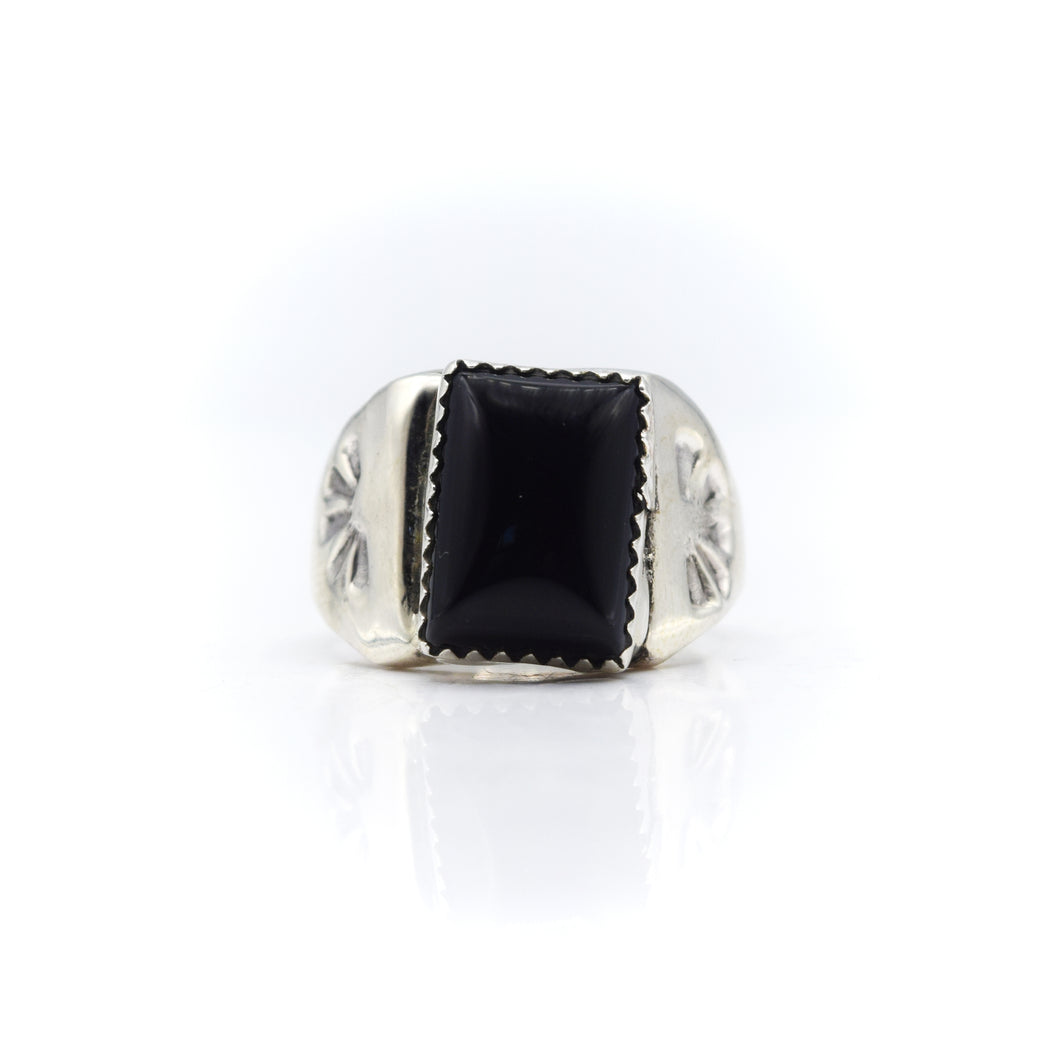 Navajo Black Onix Ring in Sterling Silver