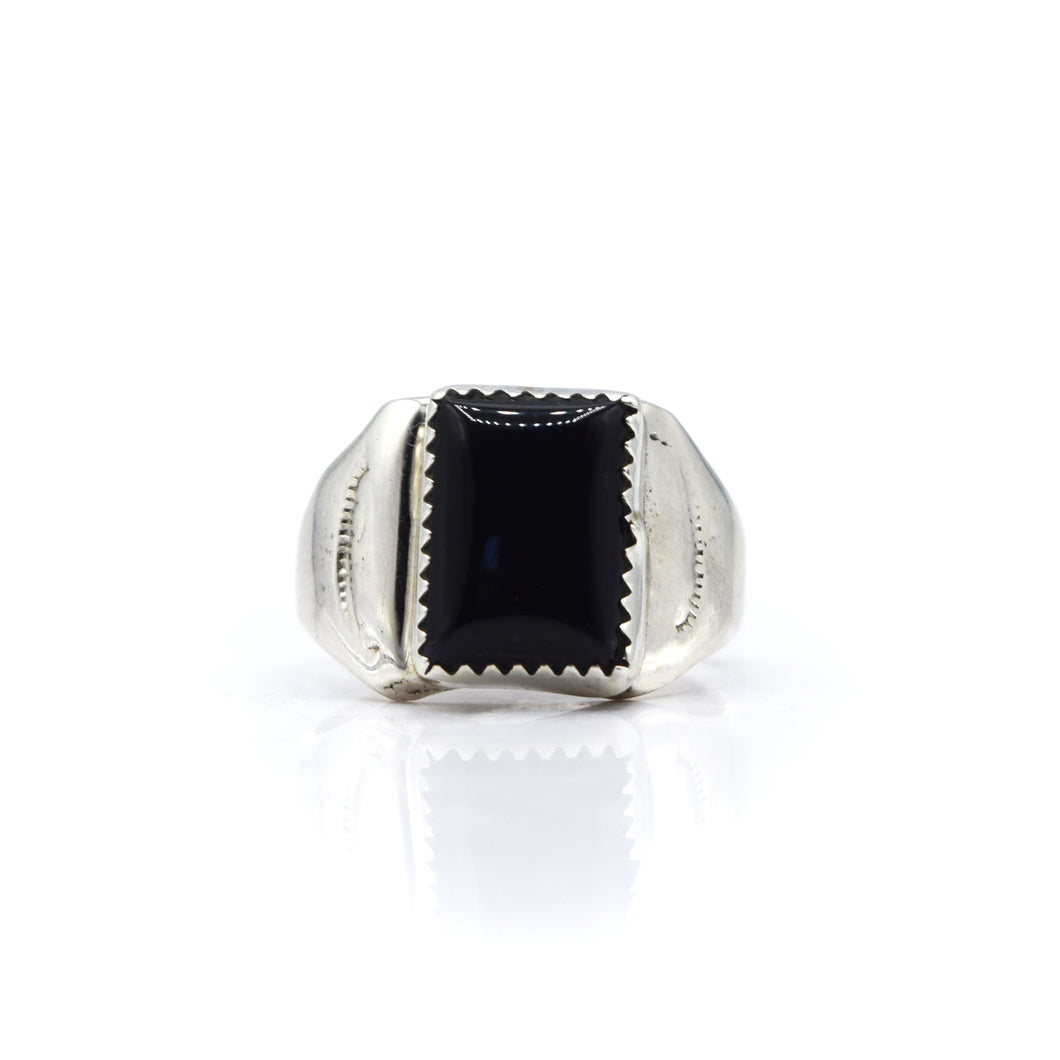 Navajo Black Onyx Ring in Sterling Silver