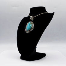 Load image into Gallery viewer, Navajo Turquoise Pendant – Rope, Hammer &amp; Stamp Work in Sterling Silver
