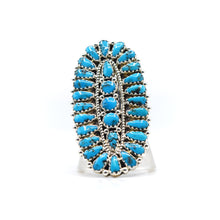 Load image into Gallery viewer, Zuni, 925 Silver and Turquoise Multi Stone Flower Ring

