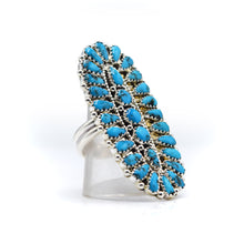 Load image into Gallery viewer, Zuni, 925 Silver and Turquoise Multi Stone Flower Ring
