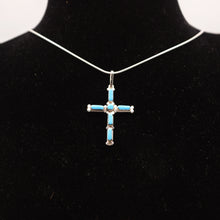 Load image into Gallery viewer, Zuni Cross Pendant – Sterling Silver with Turquoise
