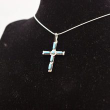 Load image into Gallery viewer, Zuni Cross Pendant – Sterling Silver with Turquoise
