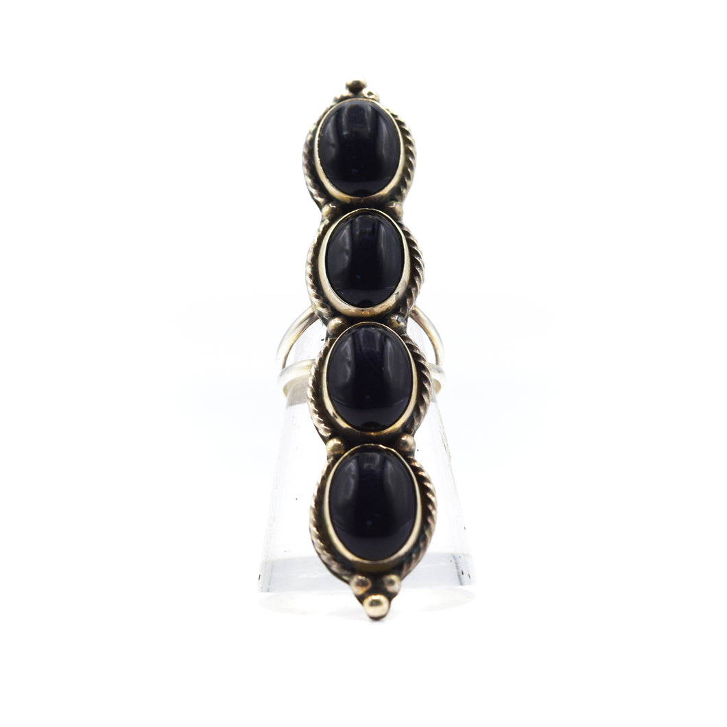 Navajo Multi Stone Black Onyx Ring in Sterling Silver