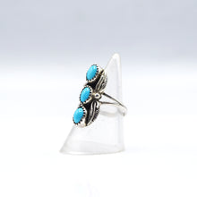 Load image into Gallery viewer, Navajo Turquoise Leaf Ring in Sterling Silver
