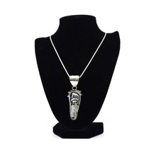 Load image into Gallery viewer, Zuni Bear &amp; Feather Pendant – Sterling Silver with Hammer and Stamp Work
