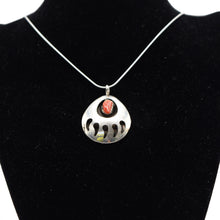 Load image into Gallery viewer, Zuni Bear Paw Pendant – Sterling Silver with Coral
