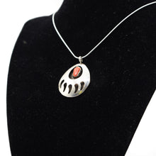 Load image into Gallery viewer, Zuni Bear Paw Pendant – Sterling Silver with Coral
