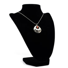 Load image into Gallery viewer, Zuni Bear Paw Pendant – Sterling Silver with Coral
