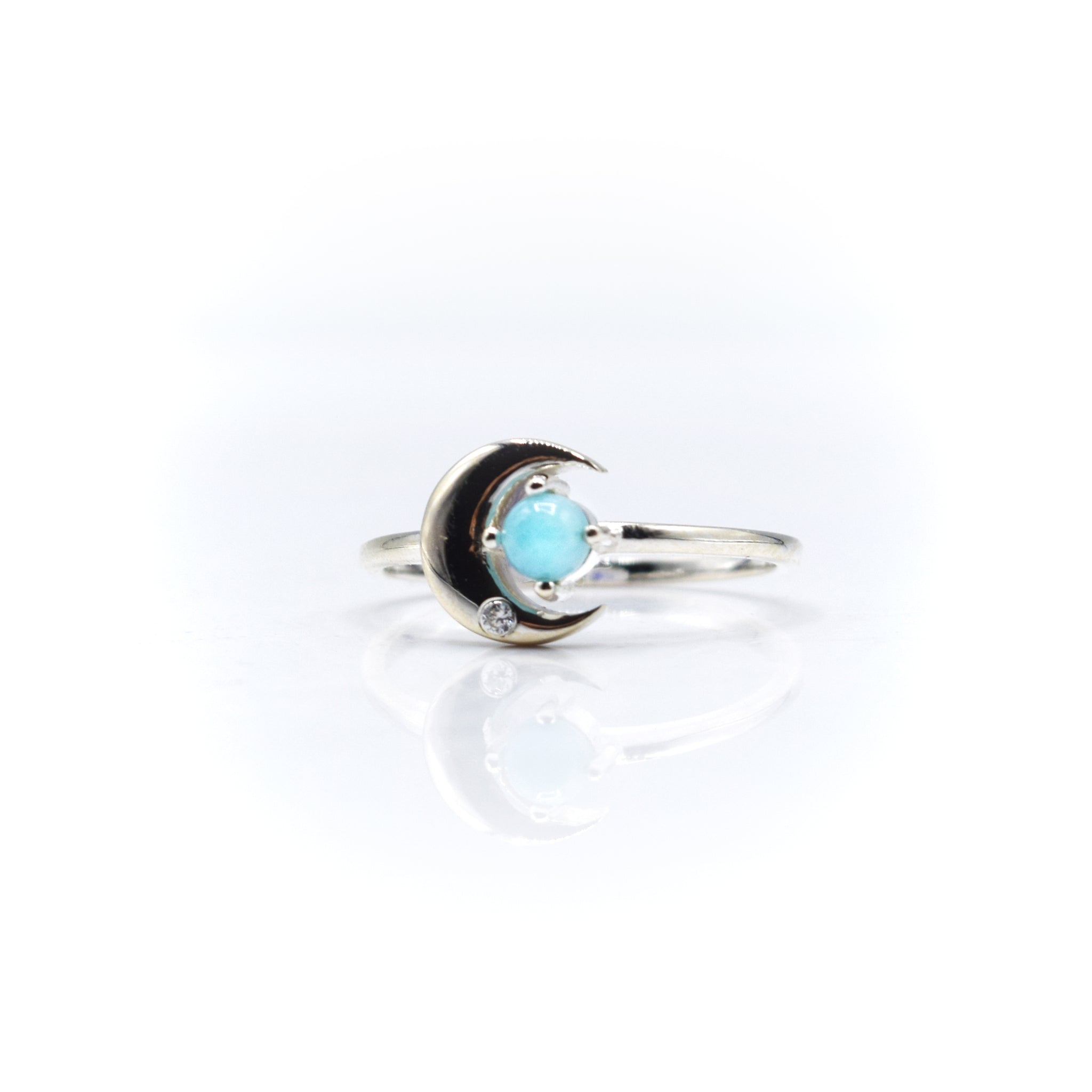 Larimar Moon Ring 925 Silver – Two Feathers Brighton