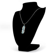 Load image into Gallery viewer, Zuni Feather Pendant – Sterling Silver with Turquoise
