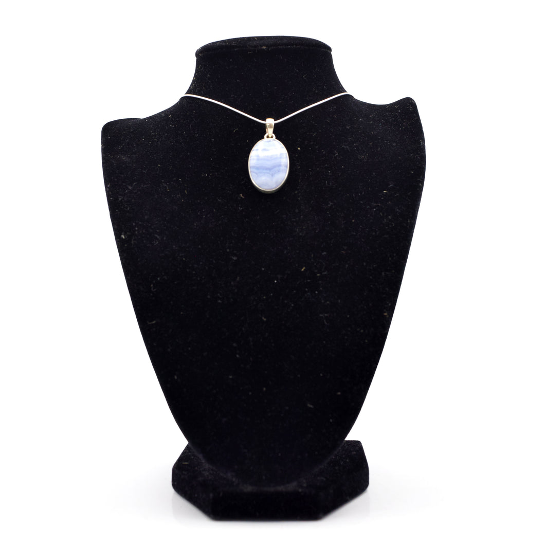 Blue Lace Agate Pendant 925 Silver