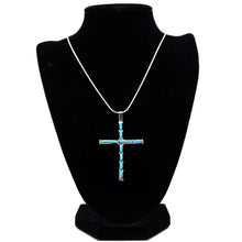 Load image into Gallery viewer, Zuni Cross Pendant – Sterling Silver with Turquoise
