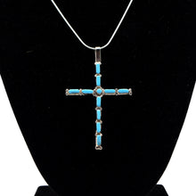 Load image into Gallery viewer, Zuni Cross Pendant – Sterling Silver with Turquoise
